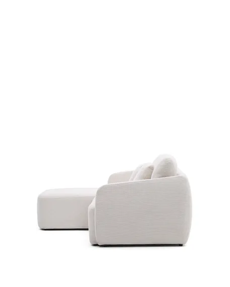 Трехместный диван-кровать Laira 246 см с левым шезлонгом, шенилл цвета экрю