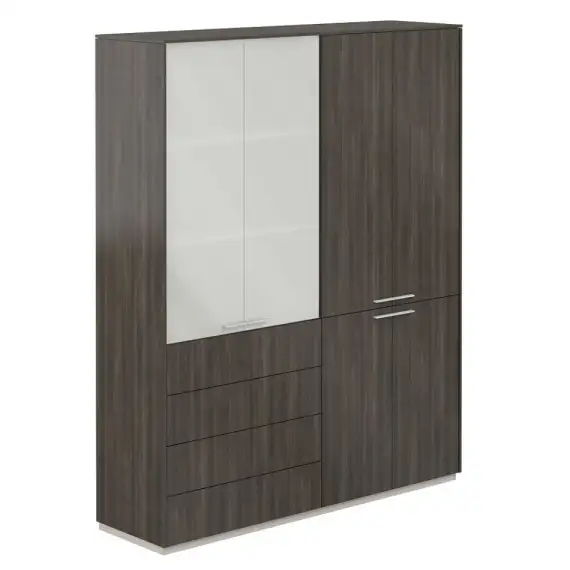 NZ-0301+NZ-0312.BT.BT / Шкаф высокий + Шкаф высокий со стеклом мат., 4 ящ., обвязка BT, фасады BT / 1624х450х1976, обвязка BT, фасады BT, стекло матовое GLM