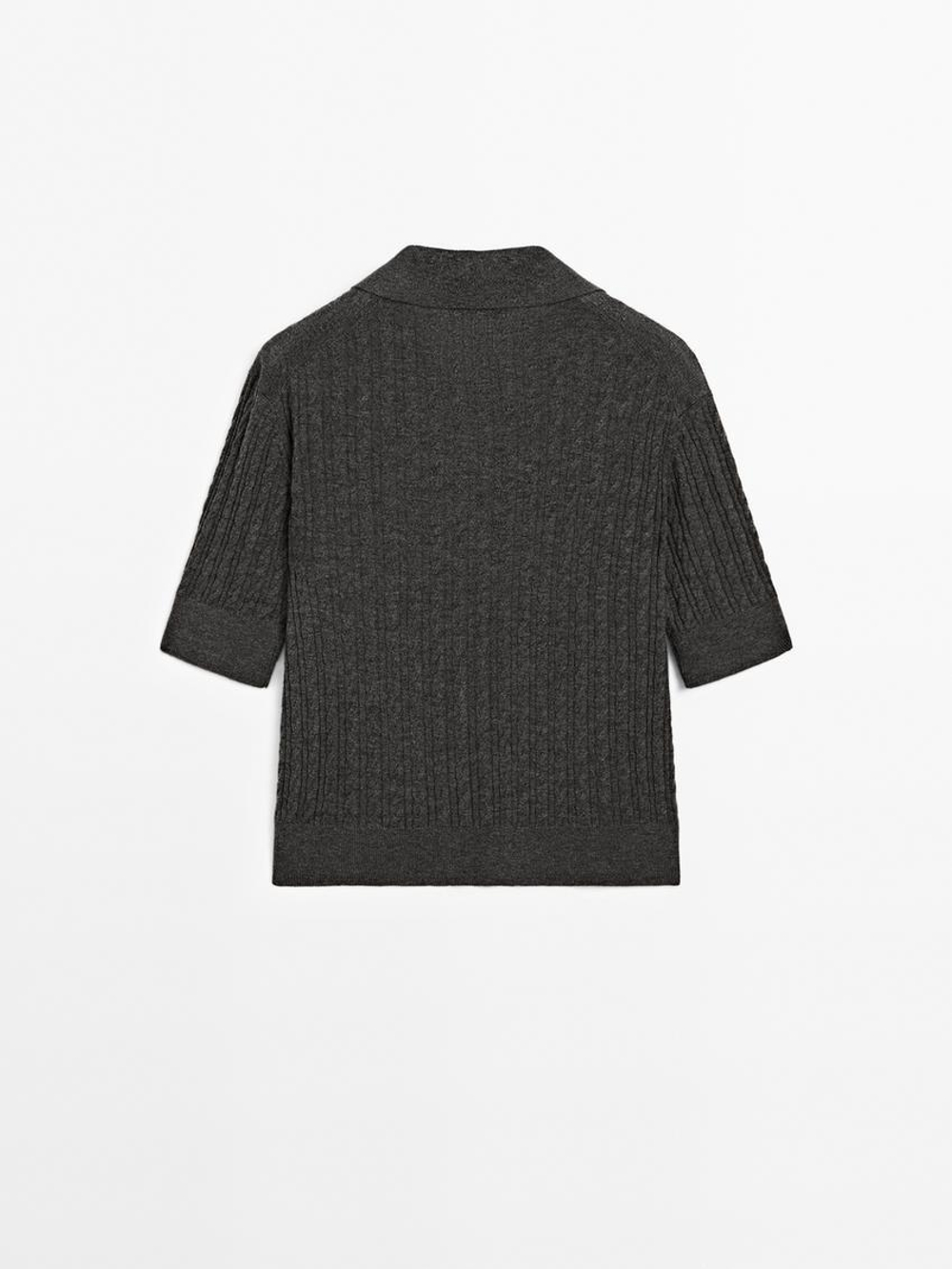 Massimo Dutti Поло из смесовой шерсти с узором «косы», антрацитово-серый