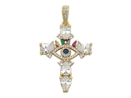 Подвеска Крест с кристаллами, 35мм