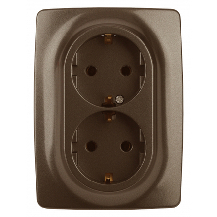 Розетка ЭРА Серия 12 12-2106-13 двойная с заземлением 2X2P+E Schuko 16A-250В IP20 бронза