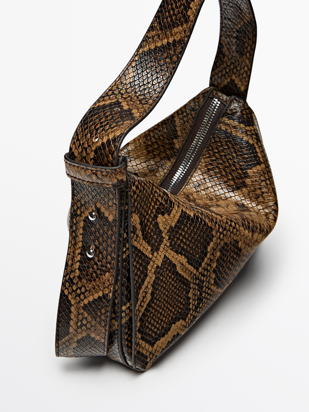 Massimo Dutti Маленькая сумка через плечо с анималистичным принтом, коричневый