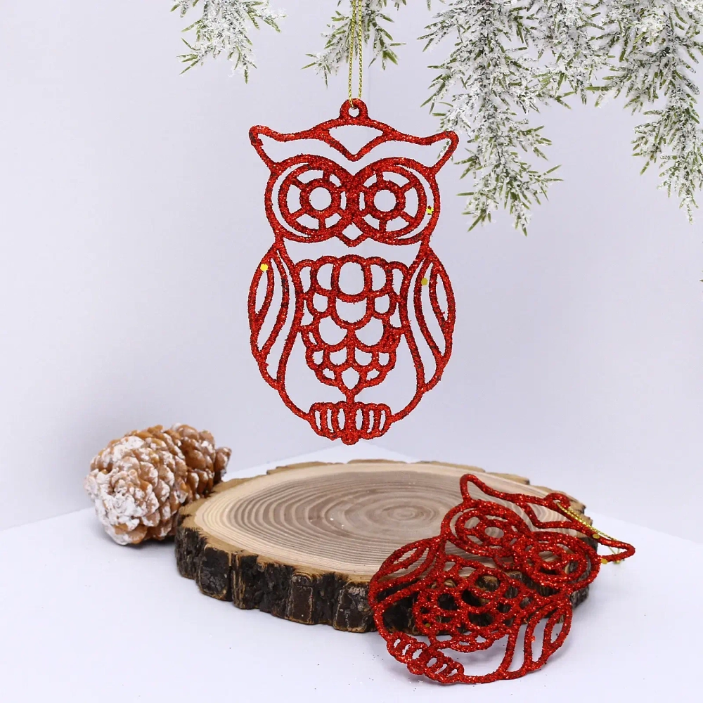Подвеска «Мудрая сова» 10 см (набор 2 шт), красный