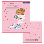 Тетрадь 12л., линия, Alingar, скрепка, блок офсет, 100% белизна, мелованный картон (стандарт), "Милые девочки"