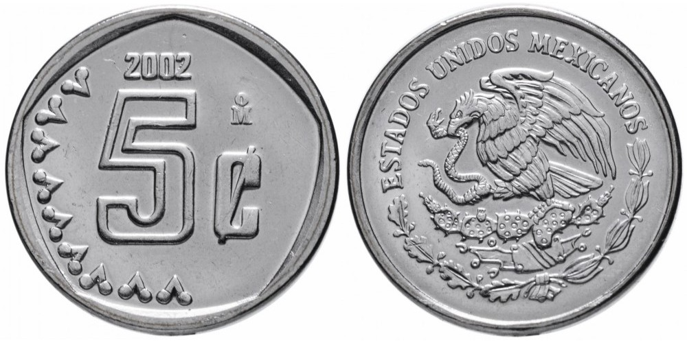 Мексика 5 сентаво, 1992 - 2002 Герб UNC