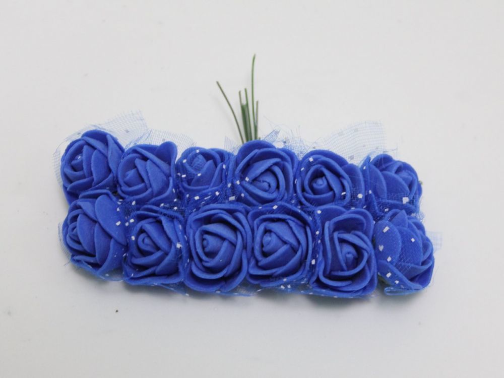 `Цветы из фоамирана с органзой, 11-12 цветков, цвет: синий