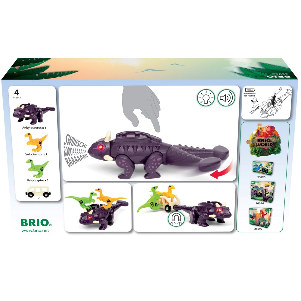 BRIO Kolejka - Набор DINO с динозаврами и вагончиком 36082
