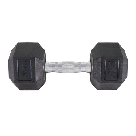 Гантель металлическая TORRES в резиновой оболочке, вес 10 кг арт.PL51910