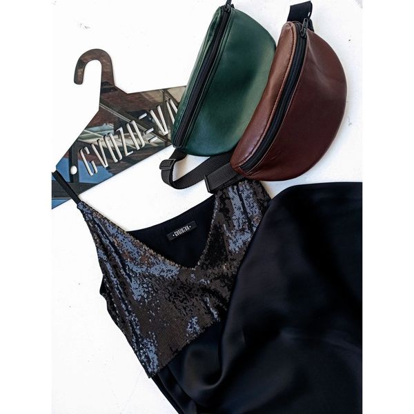 Сумка Поясная Эко Кожа зеленая - фото 4