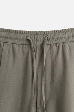 ZARA СТРУЯЩИЕСЯ БРЮКИ СВОБОДНОГО КРОЯ, СВЕТЛЫЙ ХАКИ