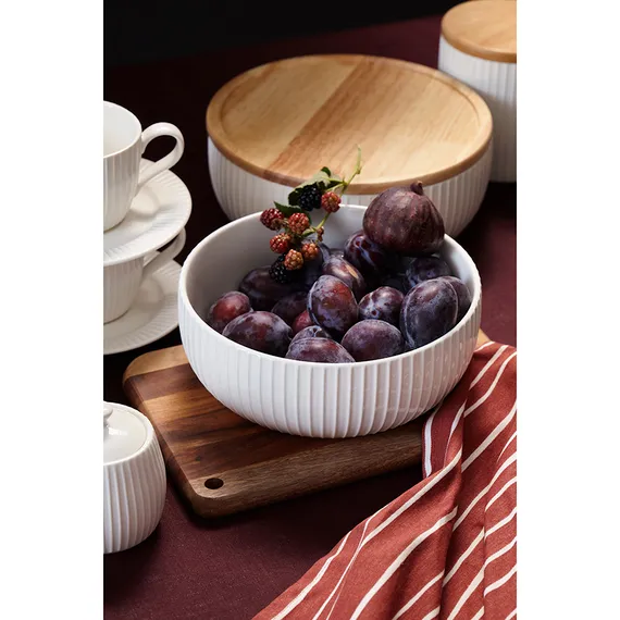 Салатник с бамбуковой крышкой soft ripples, dual glazing, D22 см