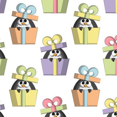 Пингвин в праздничной коробке