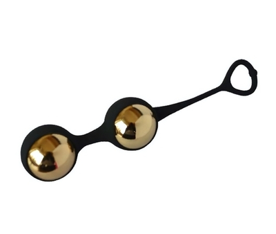 Вагинальные шарики золото и силикон черный 17 см