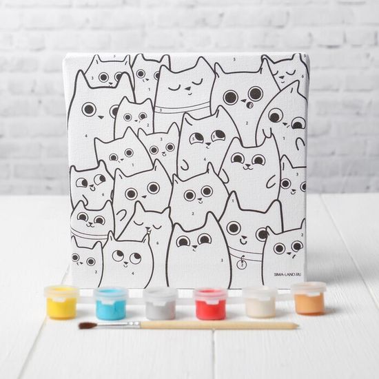 Картина по номерам "Милые котята" 15*15 см