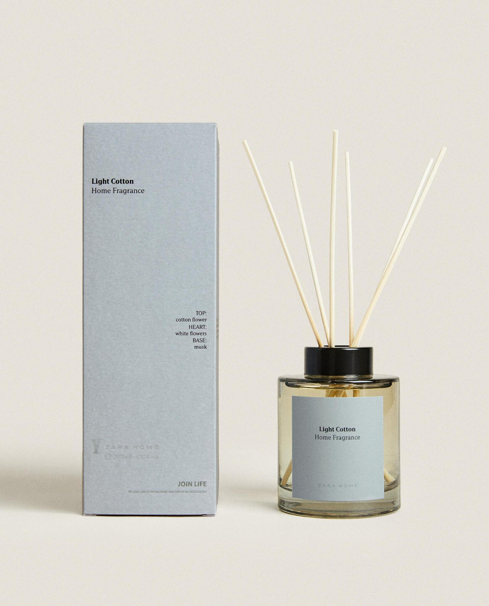 Zara Home LIGHT COTTON REED DIFFUSERS — ароматический диффузор с тростниковыми палочками, Легкий Хлопок, 200 мл