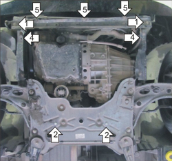Защита картера Двигателя, КПП. 2 мм, Сталь. для Opel Vivaro 2006-2014, Renault Trafic 2001-2014 MOTODOR.01529