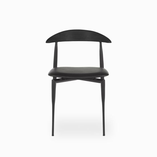 Обеденный стул Wagner черный металлический каркас, черная экокожа, черная деревянная спинка