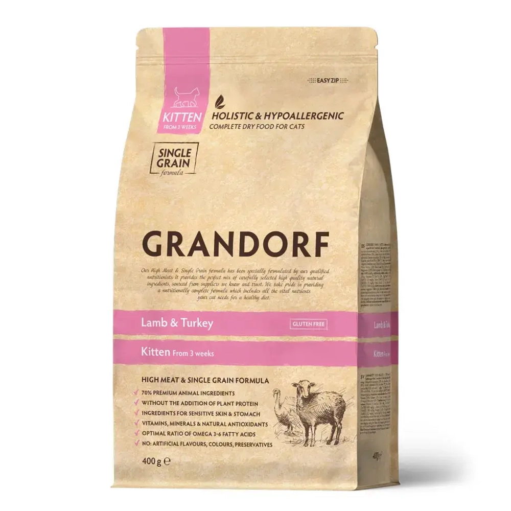 Grandorf сухой корм для котят с ягненком и индейкой - 400 г