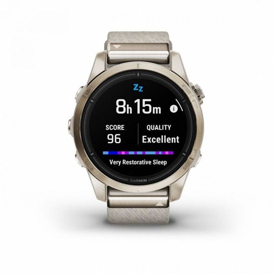 Умные часы Garmin EPIX PRO (Gen 2) Sapphire Edition 42 мм, золотистый корпус с нейлоновым ремешком сливочного цвета