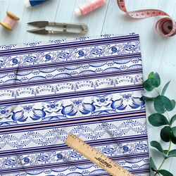 Ткань габардин ленточная гжель