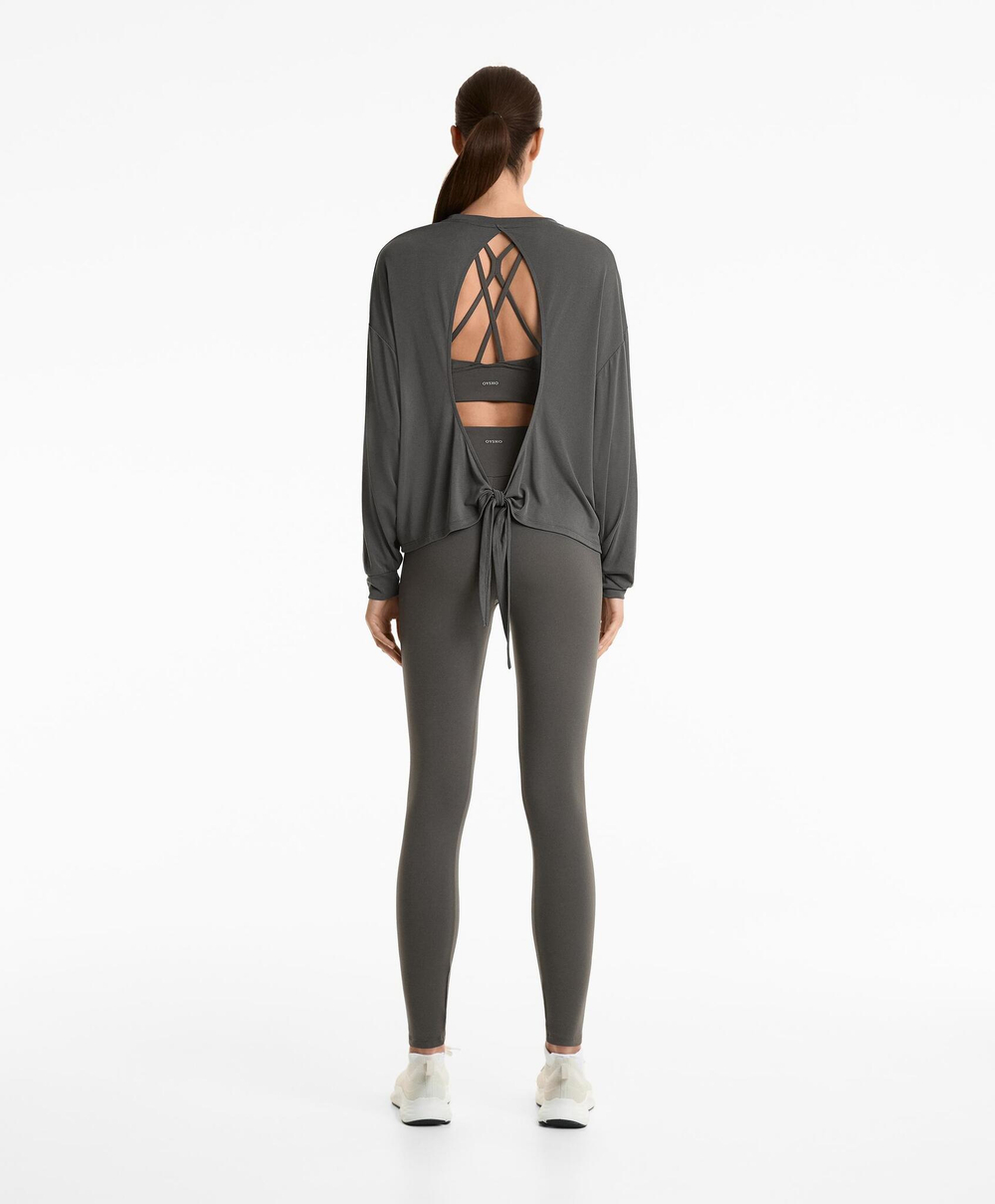 Oysho Футболка с открытой спиной, темно-свинцовый