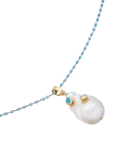 Подвеска-тонкая голубая цепочка, натуральный жемчуг