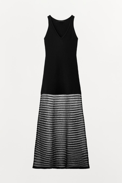 ZARA ТРИКОТАЖНОЕ ПЛАТЬЕ ИЗ ПОЛУПРОЗРАЧНОЙ ТКАНИ, ЧЕРНЫЙ