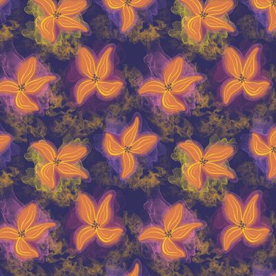 Абстрактные цветы в технике флюид