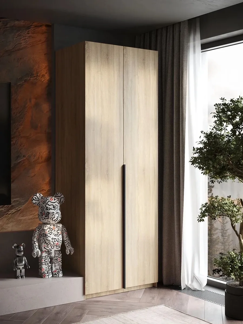 Шкаф Распашной Бежевый 81х220x52,5 SOHO WingLine