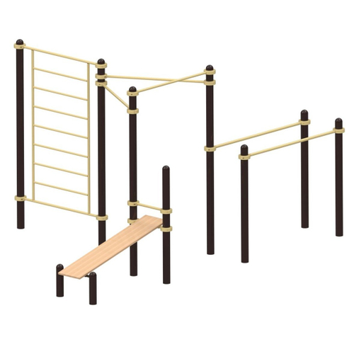 Спортивный комплекс №83, шведская стенка, брусья, турник, скамья, 4850*3550*2700 мм., D=89 мм.