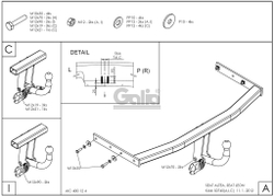 Оцинкованный фаркоп на SEAT Altea 2004-2015, SEAT Leon 2005-2013 (без электрики), Galia S074C