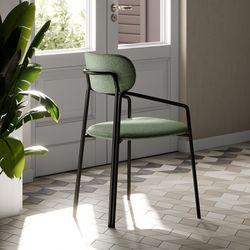 Стул Ror, Round, рогожка, черный/зеленый