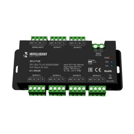 INTELLIGENT ARLIGHT Сплиттер SPI-306-73-6G-RGB/RGBW-SUF Black (5-24V) (IARL, IP20 Металл, 5 лет) 050428