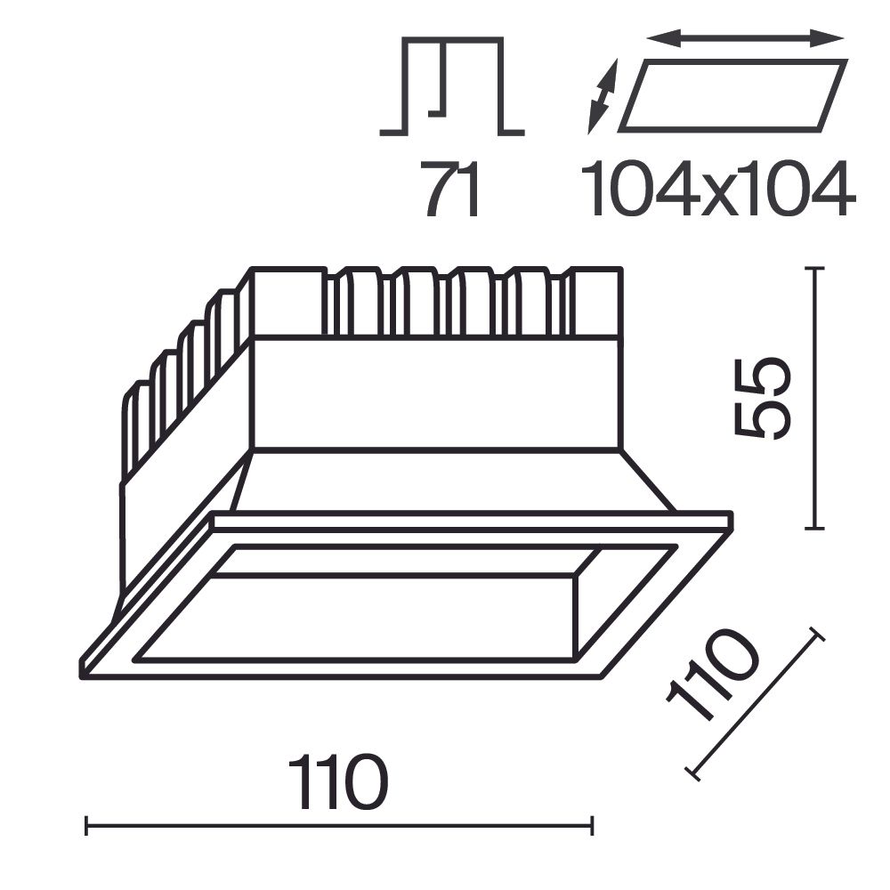 Встраиваемый светильник Technical DL056-12W3-4-6K-W