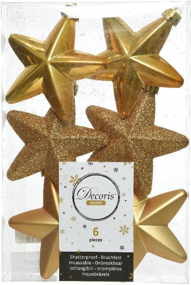 Набор елочных игрушек Звездочка ясная 6 шт, темное золото, 8*8 см, Kaemingk (027957)