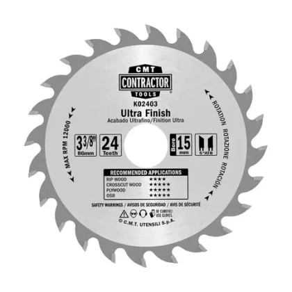 Диск пильный 85x1.1/0.7x15 Z24 α=12° 5°ATB CMT K02403