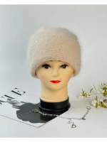 шапка зимняя вязаная ангора с пайетками