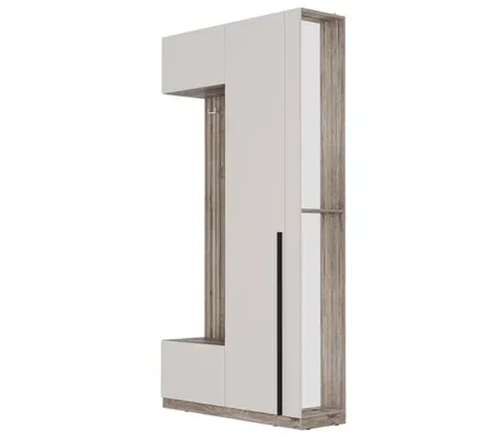 Прихожая фасад - кашемир , корпус дуб смоки, ширина - 120,2, высота - 229,3, глубина - 37,2