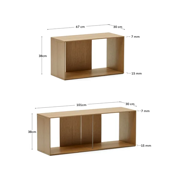 Litto набор из 4 модульных полок из шпона дуба 168 x 76 см