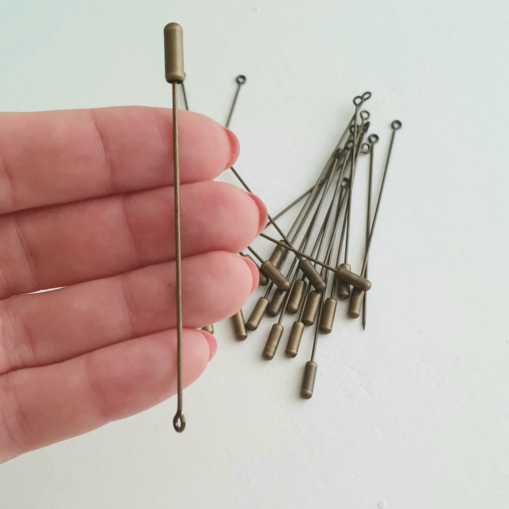 Основа - игла - пин для броши Бронза 7 см
