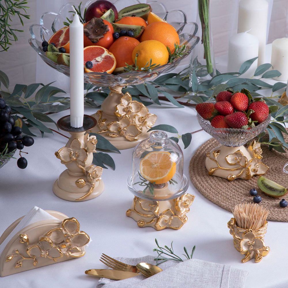 Сахарница стеклянная с крышкой Орхидея Лайм Айвори