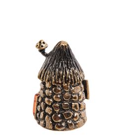 AM-2993 Наперсток «Домик лесника» (латунь, янтарь)