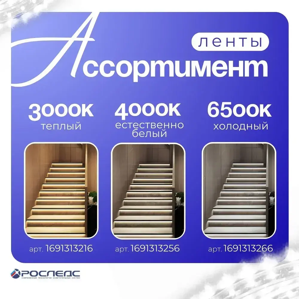 Светодиодная лента 12В белый 4000К 5m