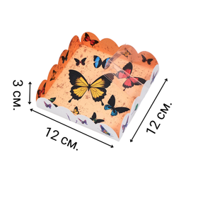 Коробочка для печенья "Акварельные бабочки", 12 х 12 х 3 см