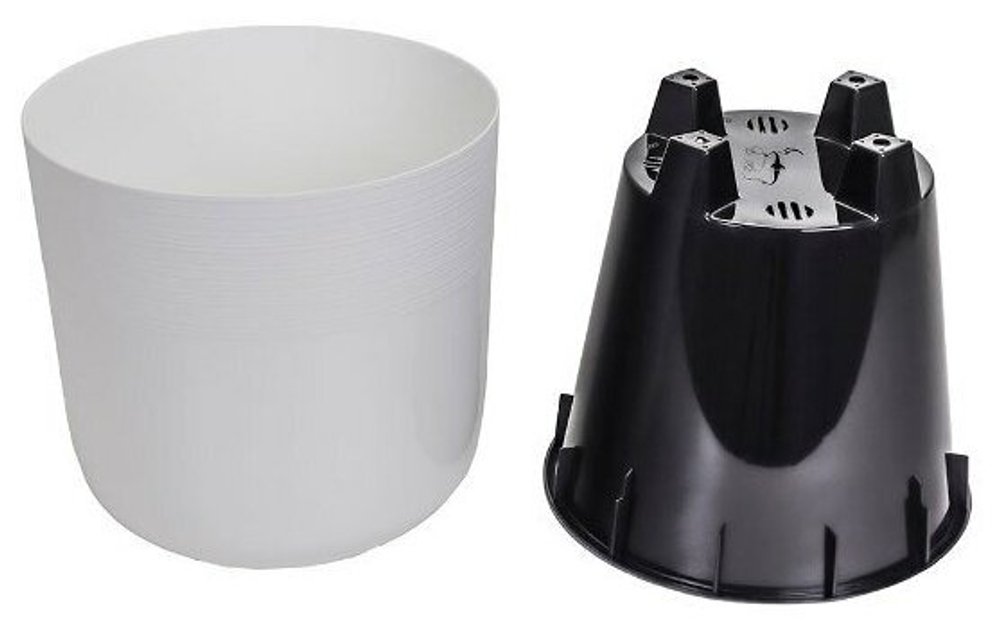Горшок для цветов пластмассовый "Линель" 4,5л, д19см, h19см, со вставкой, белый