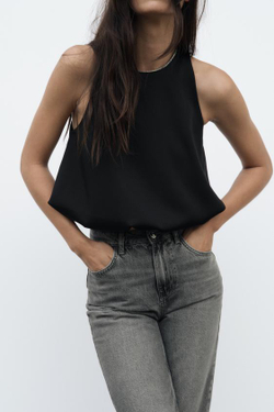 ZARA ТОП С ОТКРЫТОЙ СПИНОЙ, ЧЕРНЫЙ