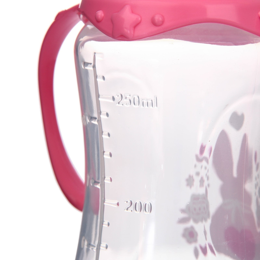 Бутылочка для кормления «Моя зая» детская приталенная, с ручками, 250 мл, от 0 мес., цвет р 2969845