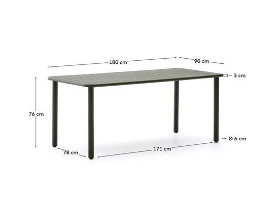 Уличный стол Brai из оцинкованной стали зелёного цвета 180 x 90 см Испания La Forma