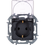 Розетка с заземлением IP44 со шторками с защитной крышкой 16А 250В антрацит Inspiria Legrand