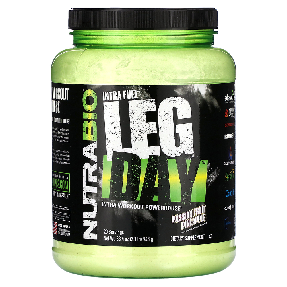 NutraBio, Intra Fuel, Leg Day, маракуйя и ананас, 948 г (2,1 фунта)